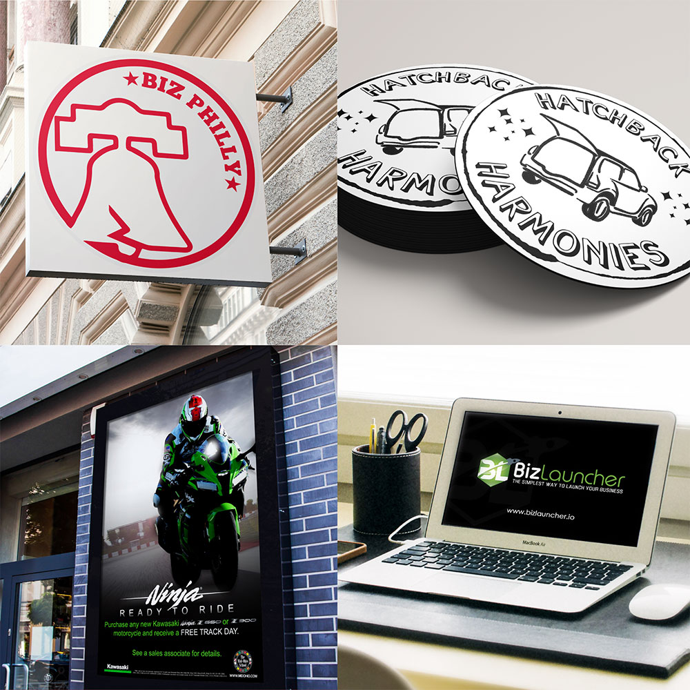 A collection of identity, signage, advertising, and digital work